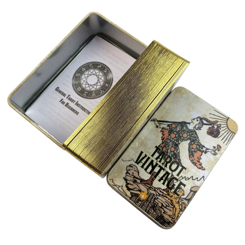 Tarot Vintage — Coffret Métal Doré